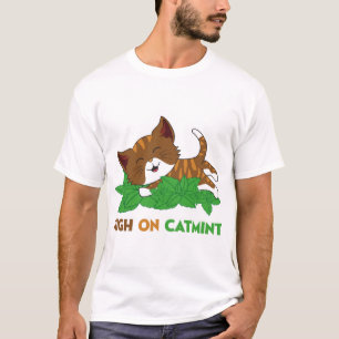 Grappige Gek Op Nepeta Kattekruid Cartoon Kat Kuns T-shirt