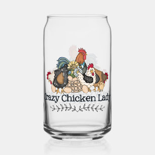 Grappige gekke kip dame boerderij blikvorm glas