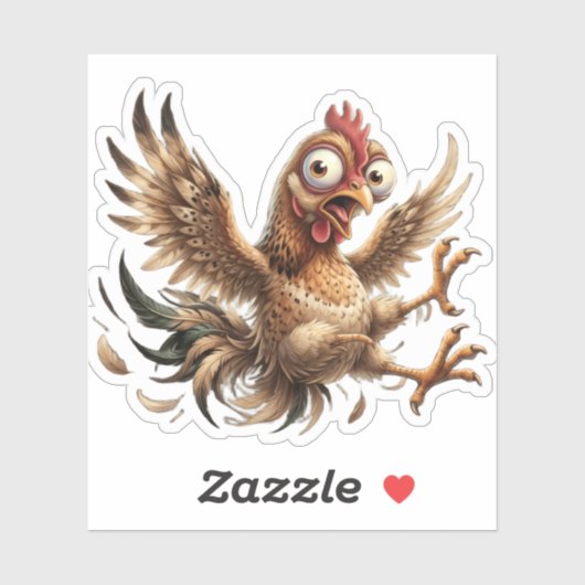 Grappige Gekke Kip Sticker (Vel)
