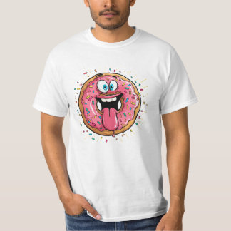 Grappige Gekke Roze Glazuur Donut Monster T-shirt