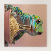 Grappige gekko eten spaghetti legpuzzel (Horizontaal)