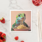 Grappige gekko eten spaghetti servet (Insitu)