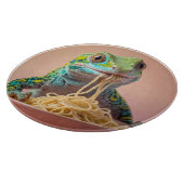 Grappige gekko eten spaghetti snijplank (Hoek)