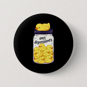 Grappige Gele Eend Antidepressivum Pot Dierenpark Ronde Button 5,7 Cm