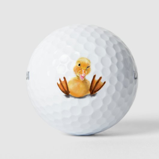 Grappige gele eend speelse wink golfballen (Voorkant)