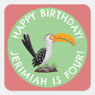 Grappige gele gefactureerde hoornsnavel gepersonal vierkante sticker