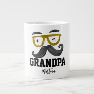Grappige gele klassen en snor Custom Grandpa Extra Grote Beker