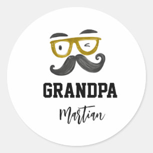 Grappige gele klassen en snor Opa op maat Ronde Sticker