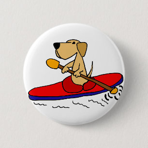 Grappige Gele Labrador Kayaking Ronde Button 5,7 Cm