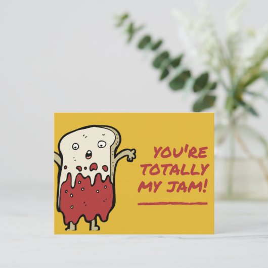 Grappige Gele Rode Toast Briefkaart (Staand voorkant)