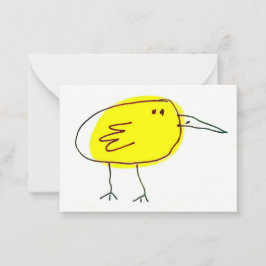Grappige Gele Vogel Doodle Notitiekaartje