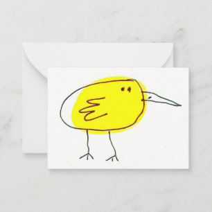 Grappige Gele Vogel Doodle Notitiekaartje