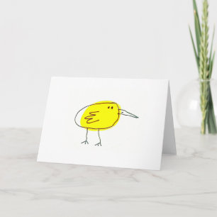 Grappige Gele Vogel Doodle Wenskaart Kaart