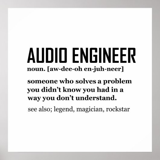 Grappige Geluidstechnicus Audio Engineering Defini Poster (Voorkant)