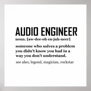 Grappige Geluidstechnicus Audio Engineering Defini Poster