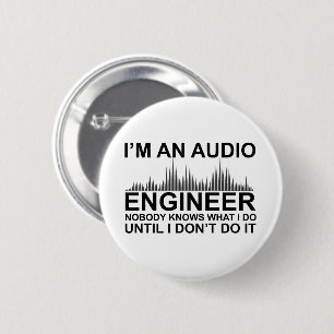 Grappige geluidstechnicus die audiotechniek zegt ronde button 5,7 cm