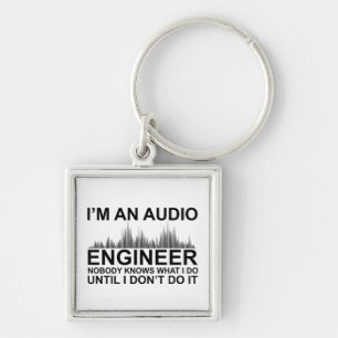 Grappige geluidstechnicus die audiotechniek zegt sleutelhanger