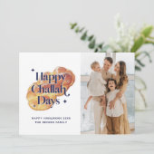 Grappige Gelukkige Challah Dagen Hanukkah Familie Feestdagenkaart (Staand voorkant)