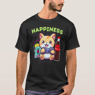 Grappige Gelukkige Gamer Kat Frisdrank & De Jaren T-shirt