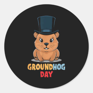 Grappige Gelukkige Groundhog Day 2 februari Phils Ronde Sticker