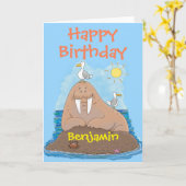 Grappige gelukkige illustationcartoon van de kaart (Gele Bloem)