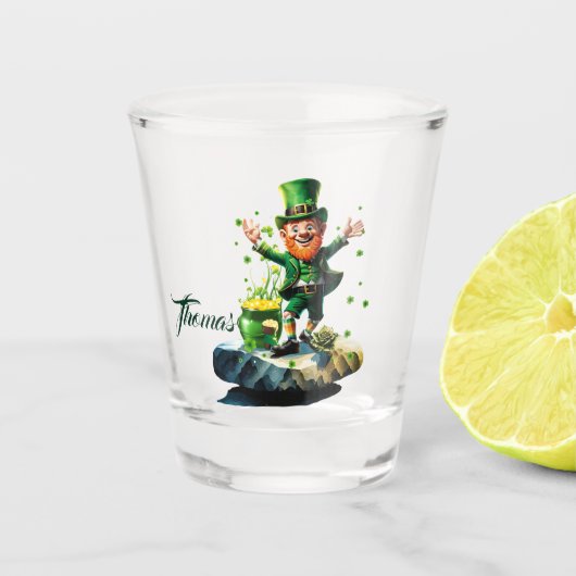 Grappige gelukkige kabouter shot glas (Voorkant)