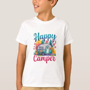 Grappige Gelukkige Kampeerder Kampeer Kleding Aanh T-shirt