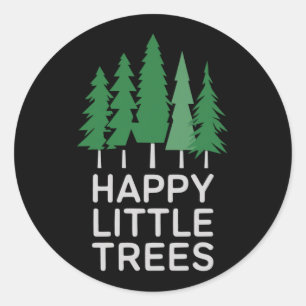 Grappige Gelukkige Kleine Bomen Cadeaus Kamperen Ronde Sticker
