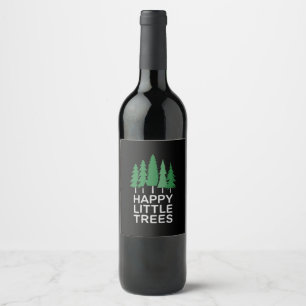 Grappige Gelukkige Kleine Bomen Cadeaus Kamperen  Wijn Etiket