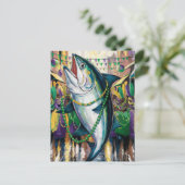 Grappige gelukkige Mardi Gras Fish Briefkaart (Staand voorkant)