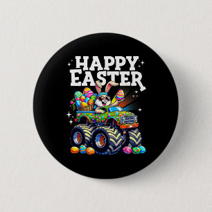 Grappige Gelukkige Pasen Monster Truck Konijn Paas Ronde Button 5,7 Cm
