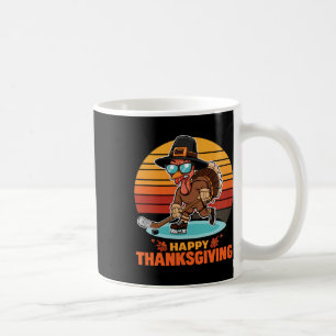 Grappige gelukkige Thanksgiving kalkoen die ijshoc Koffiemok