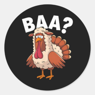 Grappige gelukkige Thanksgiving kalkoen een lam ko Ronde Sticker