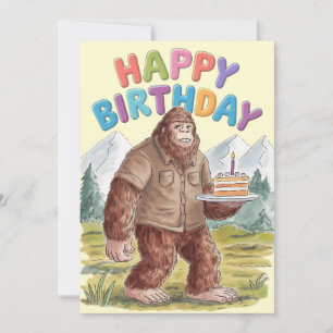 Grappige Gelukkige Verjaardag BigFoot Sasquatch Feestdagenkaart