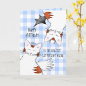 Grappige gelukkige verjaardag voor gekke kattenlie kaart (Gele Bloem)