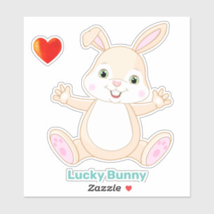 Grappige geluks-paashaas en hartsticker sticker