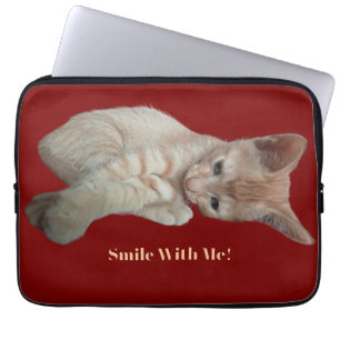 Grappige gember katje, foto en tekst aanpassen,  laptop sleeve