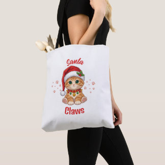 Grappige Gemberkat Kerstman Hoed Pun Draagtas