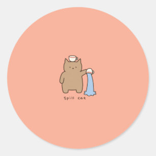 Grappige gemorste kat Kawaii bruine kitty illustra Ronde Sticker