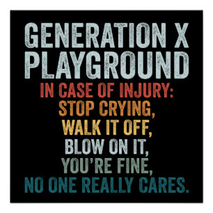 Grappige Generatie X Speeltuin  Retro Perfect Poster