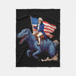 Grappige George Washington rijdt op een Tyrannosau Fleece Deken