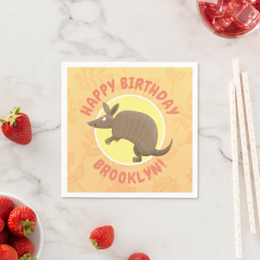 Grappige gepersonaliseerde armadillo cartoon servet (Insitu)