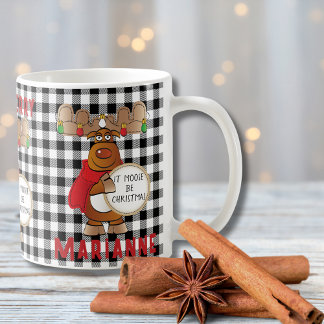 Grappige gepersonaliseerde eland maken vrolijk zwa koffiemok