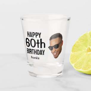 Grappige gepersonaliseerde gezichts foto heren 60s shot glas