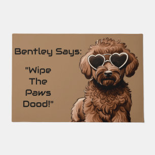 Grappige gepersonaliseerde Goldendoodle deurmat