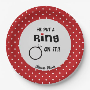 Grappige gepersonaliseerde Hij deed een ring om  Papieren Bordje