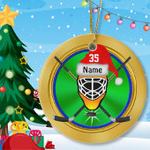 Grappige gepersonaliseerde hockey kerstversiering keramisch ornament