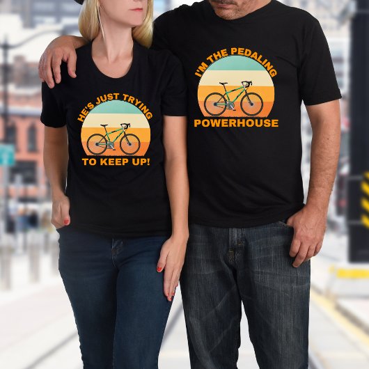 Grappige gepersonaliseerde naam paar fietsen t-shirt