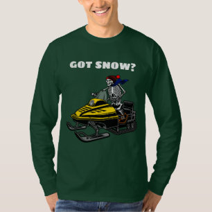 Grappige gepersonaliseerde sneeuwscooter skelet be t-shirt