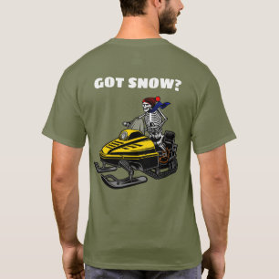 Grappige gepersonaliseerde sneeuwscooter skeletrij t-shirt